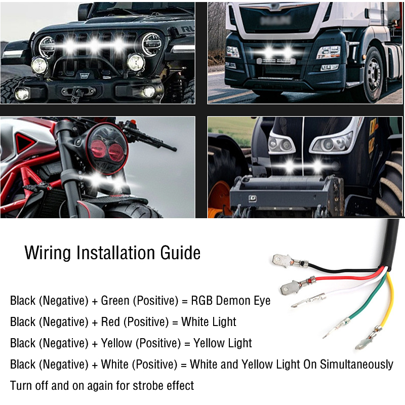 LED Motorcycle Car Grille Spotlight Ultra-Slim Waterproof, Dual-Color "Little Cannon" Fog Light with Demon Eye - Image 6