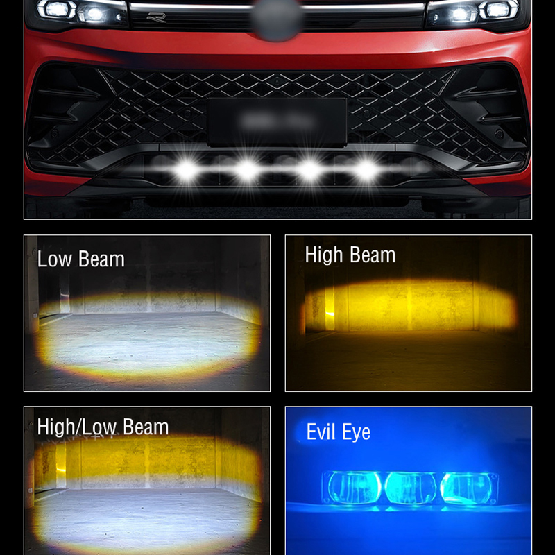 LED Motorcycle Car Grille Spotlight Ultra-Slim Waterproof, Dual-Color "Little Cannon" Fog Light with Demon Eye - Image 5