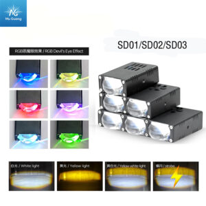 LED Motorcycle Car Grille Spotlight Ultra-Slim Waterproof, Dual-Color "Little Cannon" Fog Light with Demon Eye