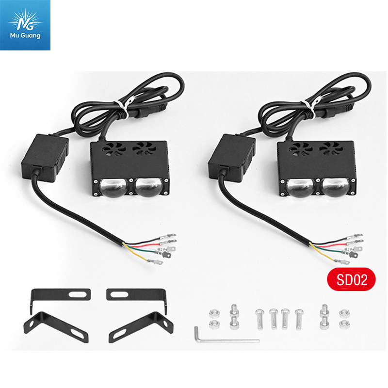 LED Motorcycle Car Grille Spotlight Ultra-Slim Waterproof, Dual-Color "Little Cannon" Fog Light with Demon Eye - Image 3