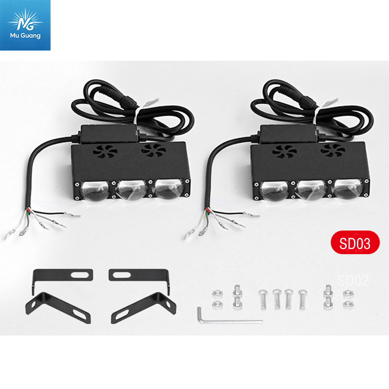 LED Motorcycle Car Grille Spotlight Ultra-Slim Waterproof, Dual-Color "Little Cannon" Fog Light with Demon Eye - Image 2