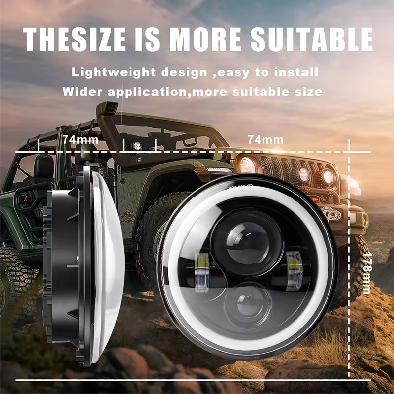 7-inch 4-bead 60W modified off-road motorcycle LED headlight for Harley Wrangler - Image 7