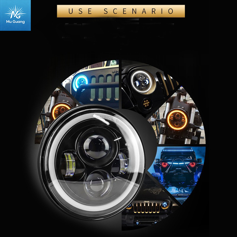 7-inch 4-bead 60W modified off-road motorcycle LED headlight for Harley Wrangler - Image 4