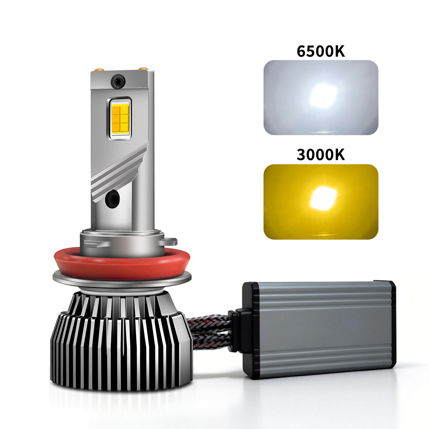 Dual Colors LED Car Headlight Bulbs 12V Universal Anti Glare Automotive LED Headlamp Long Lifespan Heat Dissipation LED Light For Car Modification - Image 2