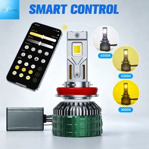 Super Bright 85W LED Headlight Bulb Three 3000K/4300K/6000K Colors APP Smart Control No Dazzling Oncoming Cars