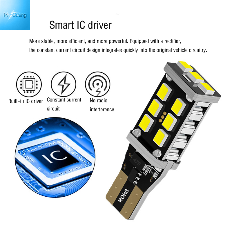 Built-in constant current IC decoding chip Wide-voltage high-brightness turn signal taillights and LED reversing lights 15SMD 2835 T15 Canbus error free LED Reversing lights - Image 2
