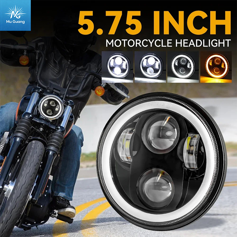 5.75-inch Round LED Headlight (60W, 4-LED) with Angel Eyes – Compatible with Harley-Davidson, Jeep Wrangler, Off-road Vehicles, and Motorcycles - Image 5