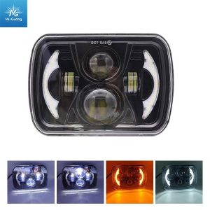 7-Inch Rectangular Headlight (5x7) for Jeep Wrangler, Motorcycles, and Off-Road Vehicles – Integrated High/Low Beam with DRL and Turn Signal