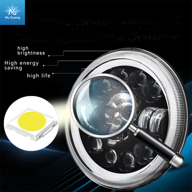 7-Inch Skull-Design LED Headlight for Jeep Wrangler – Ultra-Bright, Waterproof – Suitable for Off-Road Vehicles, Motorcycles, and Automotive Retrofitting - Image 2