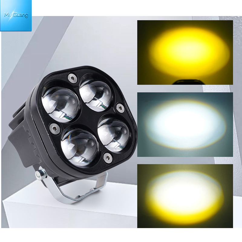 Wholesale Anti Glare Motorcycle Retrofit Lamp Three Colors 28W Waterproof Motorbike LED Headlight Lens Upgrade Kit