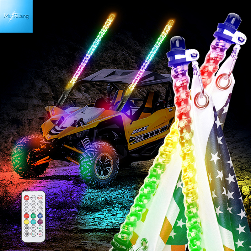 RGB LED Whip Light Spiral Dream Color Antenna Flag Lights with APP & Remote Control for UTV ATV RZR Off‑Road Truck - Image 2