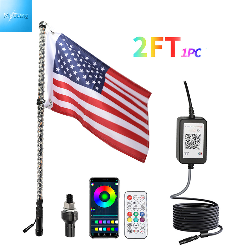 RGB LED Whip Light Spiral Dream Color Antenna Flag Lights with APP & Remote Control for UTV ATV RZR Off‑Road Truck - Image 5