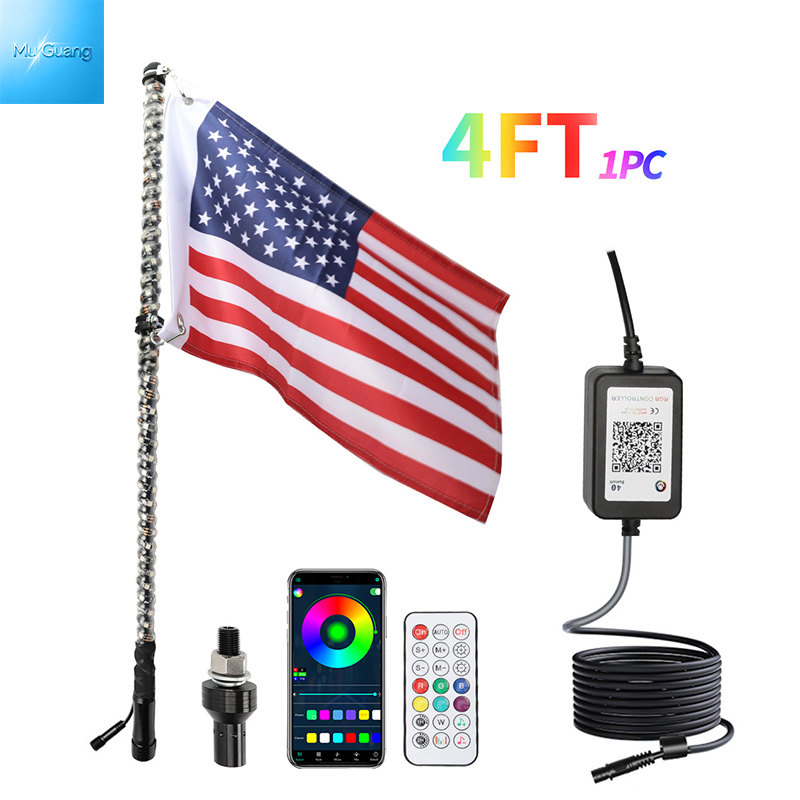 RGB LED Whip Light Spiral Dream Color Antenna Flag Lights with APP & Remote Control for UTV ATV RZR Off‑Road Truck - Image 3