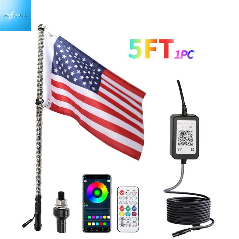RGB LED Whip Light Spiral Dream Color Antenna Flag Lights with APP & Remote Control for UTV ATV RZR Off‑Road Truck - Image 12