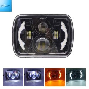 7Inch Rectangular Headlight (5×7)for Jeep Wrangler Halo and Off-Road Vehicles Integrated High/Low Beam with DRL and Turn Signal