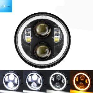 5.75-inch Round LED Headlight 60W Compatible with Harley-Davidson Jeep Wrangler Off-road Vehicles Motorcycles