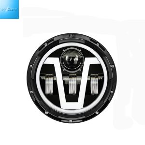 7inch New V-style LED projector headlight for Harley Jeep Wrangler Off-road modification with Angel Eyes and Daytime Running Light (DRL)